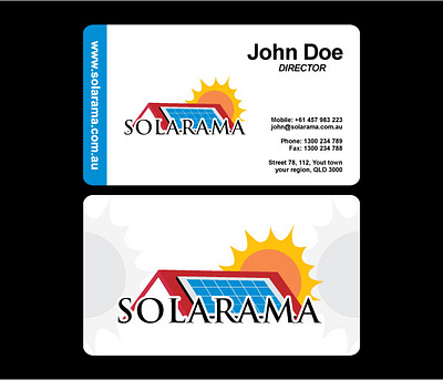 Solarama branding business cards design logo solar energy solar panels vector