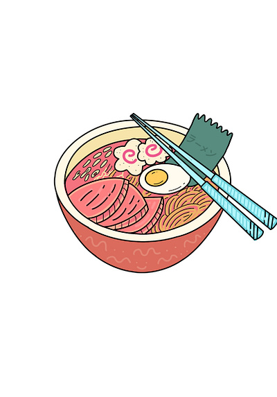 Spicy Ramen Bowl design icon illustration minimal vector web