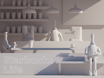 Starbucks Life branding c4d calligraphy icon illustration ui