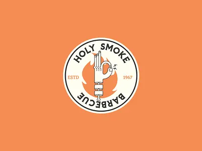Hand Series 2/5: Holy Smoke BBQ's badge basic shapes design illustration illustration art illustrator minimal vector vector illustration vectorart vintage