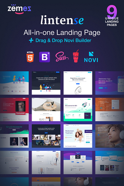 Lintense - All-in-one Landing Page Template business company creative creative agency css developer html template html5 landingpage onepage page builder personal portfolio responsive