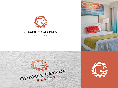 Grande Cayman Resort logo concept beach brand identity branding cleverlogo coral logo corporate style creative logo g logo graphic design hotel illustration litvinenko studio logodesign luxury minimalism monogram ocean resort sea smart logo