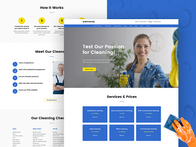 Cleaning Company Website Template app blue blue website clean cleaning website create design free free template site site design template web web design website concept