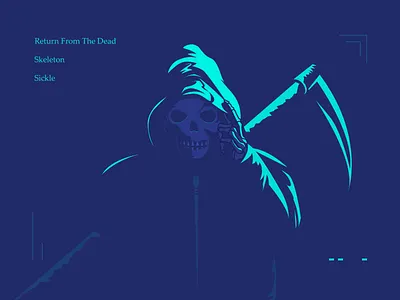 Return from the dead design hat illustration sickle skeleton skull