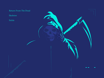 Return from the dead design hat illustration sickle skeleton skull
