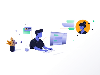 Support for Invoice Quick app application business character customer support fintech illustration invoice invoice quick invoicing people plant screen support work