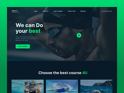 SWIM4U design figma good design illustration like swim swimming swimmingpool typography ui ux vector web webdesign website design