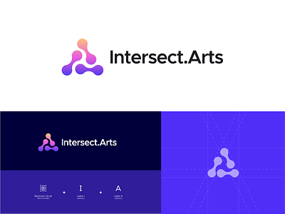 Intersect.Arts Logo art circuit circuit board circuitry circuits clean design electronic engineer gradient gradient color illustration logo logodesign microcontroller minimal modern purple vector