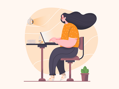 Posture monitoring illustration adobe illustrator branding cactus character design digital art graphic design illustration office orange posture robot vector working