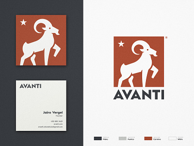 Avanti - Brand Identity 🐐 antler brand brand board brand identity branding buck design goat logo ibex identity designer lettermark logo logomark logotype designer negative space print ram smart mark square business card typography