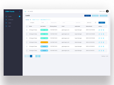 CRM system concept - LEADS crm software design ui user interface ux design
