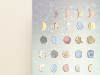 Moon Phases collage collageart cyclical design illustration illustration digital moon pastel phases print print design spraypaint texture