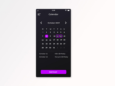 Calendar UI adobe xd app mobile ui photoshop typography ui ux