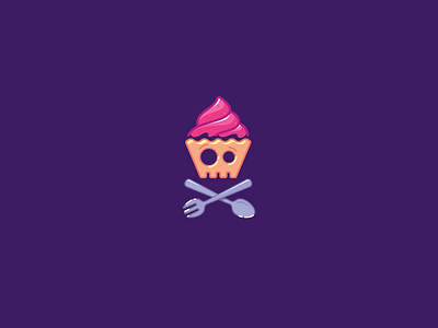 Sugar addict cake colorful funny halloween icon logo skull