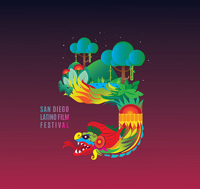 San Digeo Film Festival abstract art all the pretty colors aztec aztecs bardhart design dragon dragonfly illustration illustration art illustration design jungle jungle minds snake vector