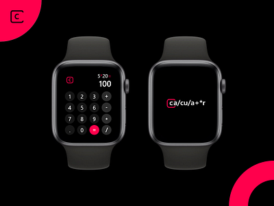 Smart Watch Calculator App UI - DailyUI 004 app design black calculate calculator calculator app calculator ui daily ui dailyui design dribbble logo red redesign smartwatch ui uiux ux