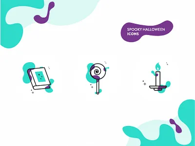 Halloween Icons 2d elements ai book candle grave halloween icons icons set magic mystic poison purple spooky vector