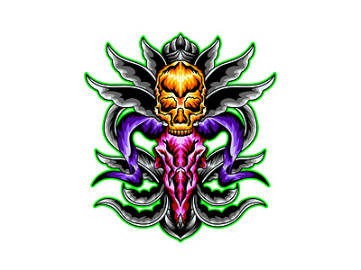 Bones Skull Decorative - 4 art artwork decorative design drawing illustration line art ornament stained glass unique vintage