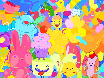 Kawa-e-mojis characters colorful emojis fun happy illustration kawaii