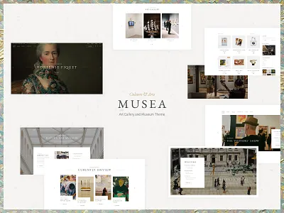 Musea art art blog art collection art gallery artistic creative culture design elegant exhibitions fine arts landing page layout museum uxui web design website mockup wordpress wordpress theme
