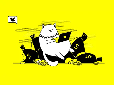 Website Monetization Tactics 2d art article design cat content digital flat illustration laptop monetization money rich tactics vector website