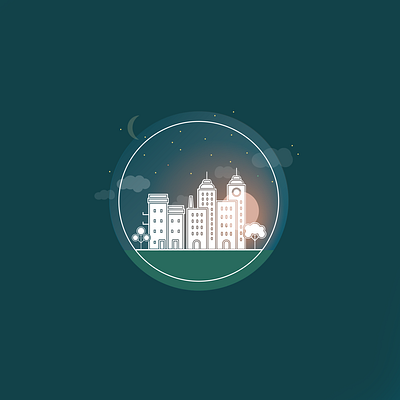 City at night city city illustration cityscape design gradient icon illustration illustrator moon night star vector