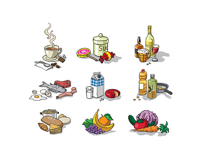 Groceries Illustrated icons food groceries icon