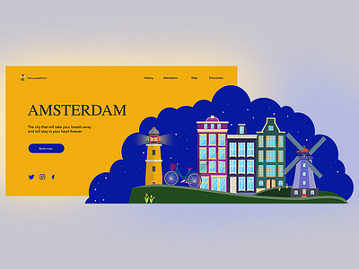 Travel Agency Homepage Concept amsterdam illustration landing landingpage travel ui uiux ux vector website