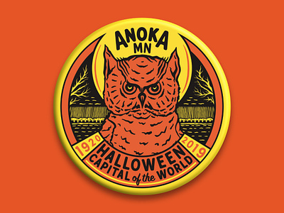ANOKA HALLOWEEN BUTTON button button design button illustration halloween halloween design illustration owl owl illustration owl logo retro badge retro design