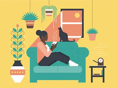 girl&flowers cat cats character design geometric geometric illustration icon iconography icons illustration vector