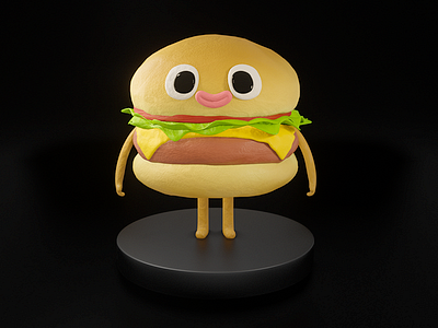 Cartoon Burger 3d 3d art 3d artist art blender blender 3d blender3d cartoon character character cute design graphic design illustration render