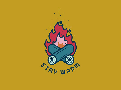 Stay Warm badge camp camp vibes colours fire graphic design illustration illustrator nature sticker vancouver