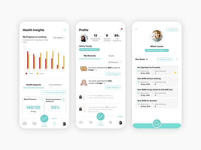 weCare Mobile App app cigaretteaddiction design healthcare mobile nosmoking sketch smoking ui ux