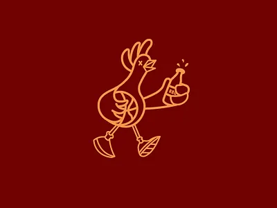 BBQ Chicken basketball lineart logo