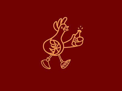 BBQ Chicken basketball lineart logo