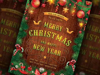 Christmas Flyer bash celebration christmas christmas flyer christmas party club elegant event flyer gold holiday invitation merry christmas new year new years eve nightclub nye party party flyer poster