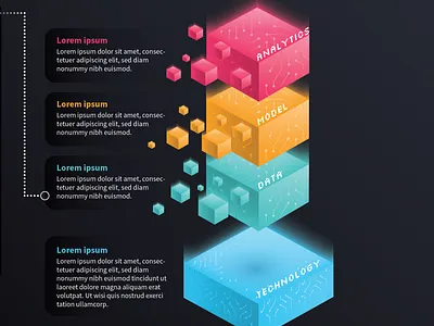 Infographic | Technology Model 3d analytics cube data gradient infographic information isometric model tech technical technology vector