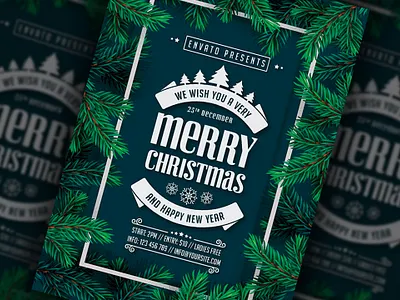 Merry Christmas & New Year Flyer celebration christmas christmas bash christmas festival christmas flyer christmas night christmas party club event festival flyer holiday invitation merry christmas new year new year flyer new year party new year poster party poster