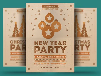 Christmas & New Year Party Flyer celebration christmas christmas bash christmas festival christmas flyer christmas night christmas party club event festival flyer holiday invitation merry christmas new year new year flyer new year party new year poster party poster