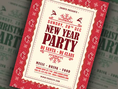Merry Christmas & New Year Party Flyer celebration christmas christmas bash christmas festival christmas flyer christmas party club event festival flyer holiday invitation new year new year flyer new year party new year poster poster print psd snow