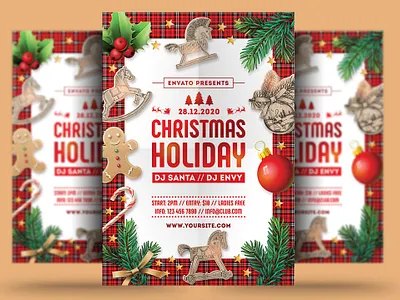 Christmas Holiday Flyer bash celebration christmas christmas flyer christmas party club elegant event flyer gold holiday invitation merry christmas new year new years eve nightclub nye party party flyer poster