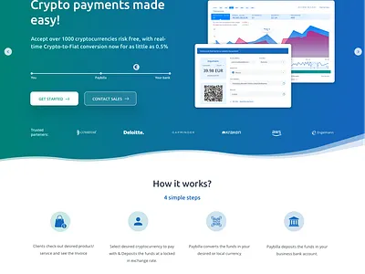 Paybilla website 2019 - Crypto & card payments blue card payments crypto crypto wallet fintech gradient material design teal