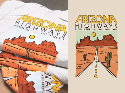 Arizona Highways x Keep Nature Wild arizona cactus desert design green illustration landscape magazine nature orange outdoors procreate shirt wild yellow
