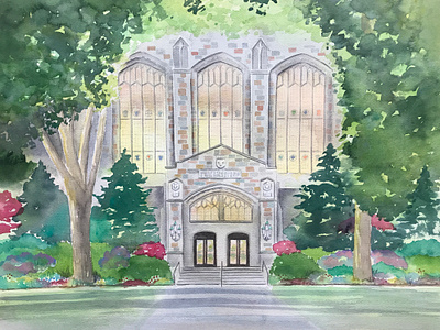 University of Michigan Law Library Watercolor art doors entrance goblue illustration library michigan painting universityofmichigan watercolor