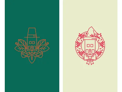 AUGIES HOLIDAYS augies coffee autumn autumn leaves christmas coffee coffeeshop cream fall garland green icons logos orange pilgrim red santaclaus thanksgiving winter wreath