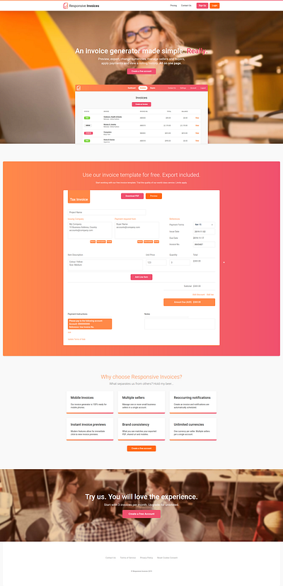 Responsive Invoices 2019 homepage invoice invoice design ui webdesign website