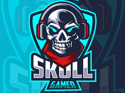 Skull gamer e-sport logo design e sport game icon logo mascot music skull sport