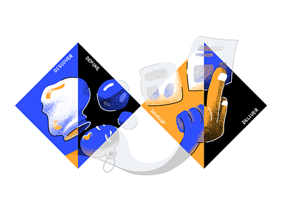 Illustrated Double Diamond define deliver design design process design process model develop diamonds discover double diamond ideas illustration inspiration inspirations method methodology ui ux