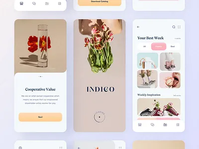 Inspiration App // All pages app app design application branding clean color creative creativity design fashion app gradient illustration inspiration interior ios minimal mobile motion ui ux