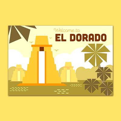 El Dorado Postcard eldorado huevember illustration illustrator minimalist postcard travel vector yellow